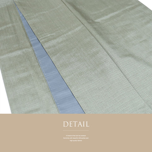 アンサンブル 男物 リサイクル 身丈150cm 裄76cm 羽織丈100cm 袷 紬 ゆったり グリーン Lサイズ お洒落 カジュアル しつけ糸 正絹 棒衿 Sランク